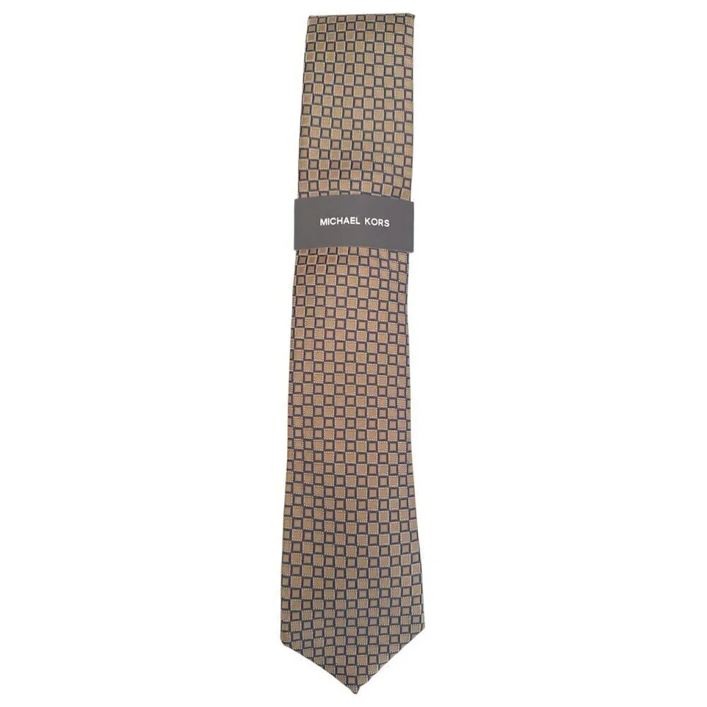 Michael Kors Mens Taupe Gray Classic Geo Pattern Walken Tie Workwear New